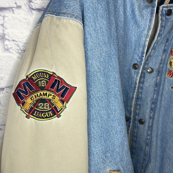 Vintage Disney Mickey Mouse Varsity Denim Jacket - Picture 7 of 10